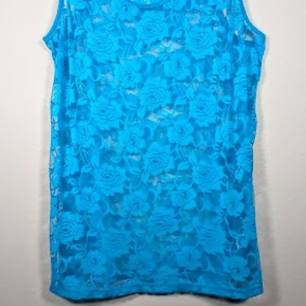 Derek Heart Plus Racerback Turqouise Stretch Lace Tank Sz: 2X - Picture 7 of 16